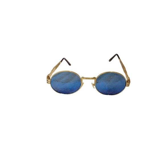 Gold Frame Blue Lens Fashion Sunglasses UV400 - Picture 2 of 10